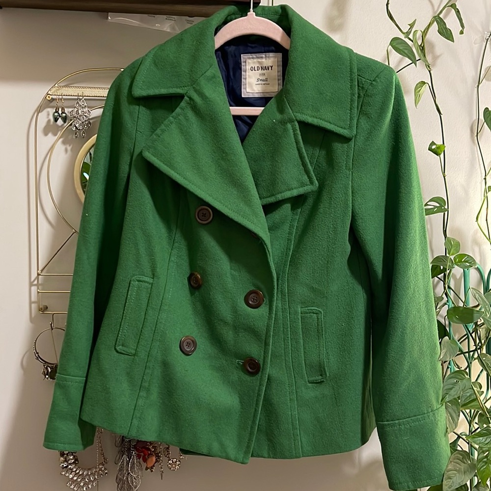 Old Navy Green Pea Coat/ Winter Jacket Size Small!